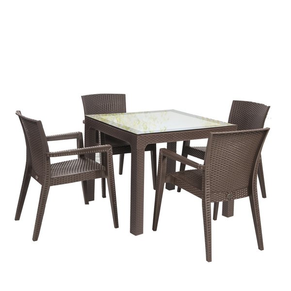 Rainbow Outdoor Montana 5-Piece Dining Set-Brown RBO-MONTANA-BRW-5DA